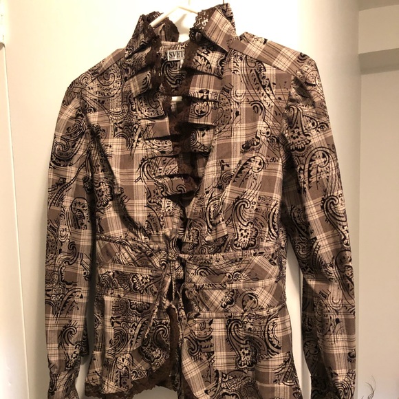 Svetlana Brown and Black Blouse - Picture 1 of 2